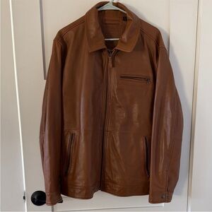 Roundtree & Yorke Men's tan brown Leather Jacket XL